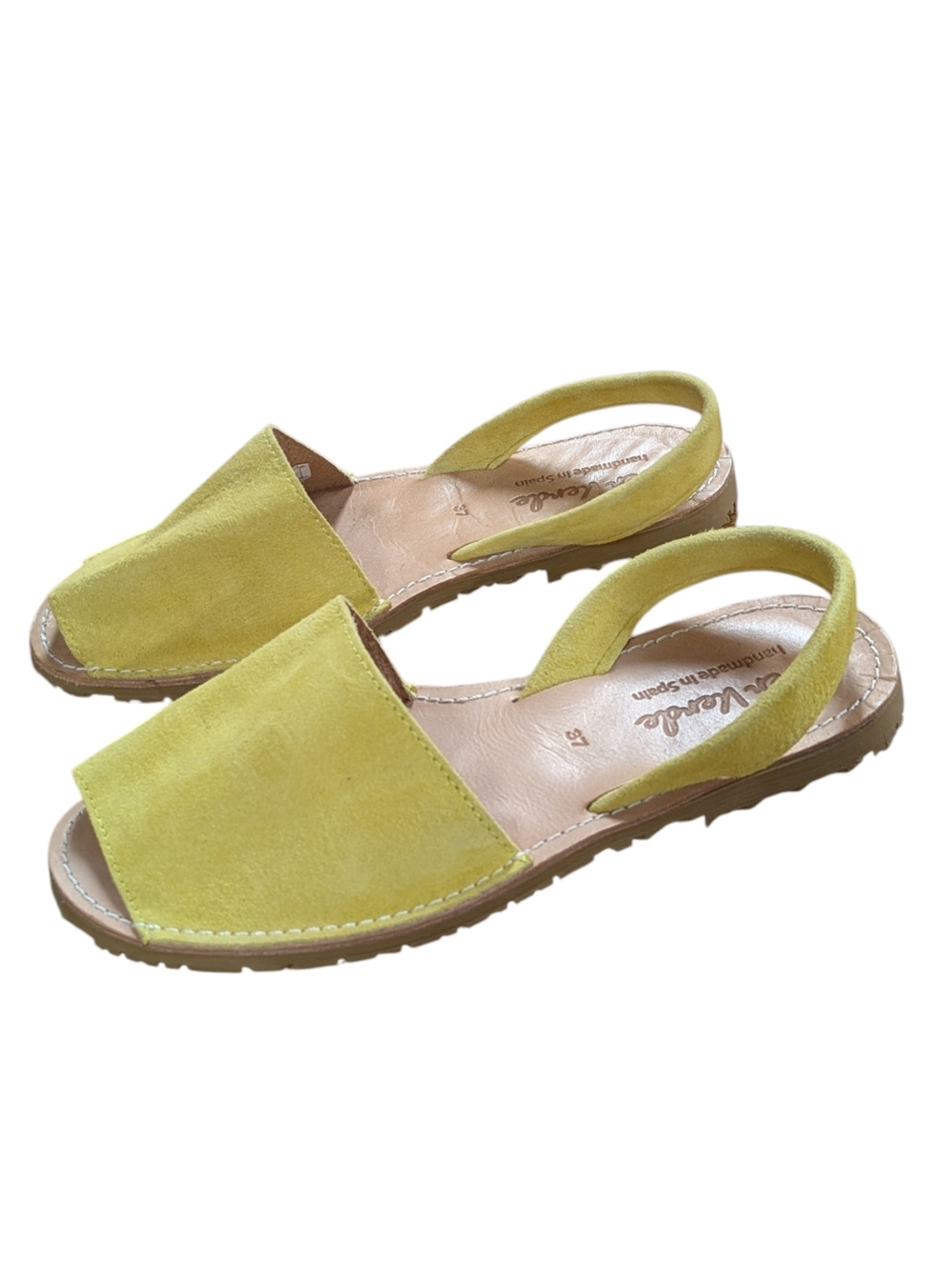 Ser Verde Flat Open Toe Sling Back Yellow Suede Sandals Size 37